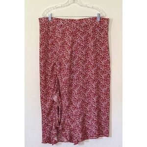 Floral Red Women's Midi Skirt